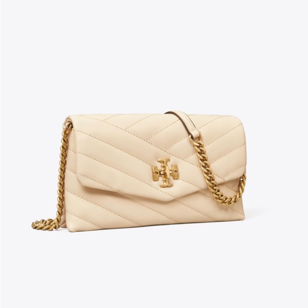 Tory Burch KIRA CHEVRON CHAIN WALLET New Cream
